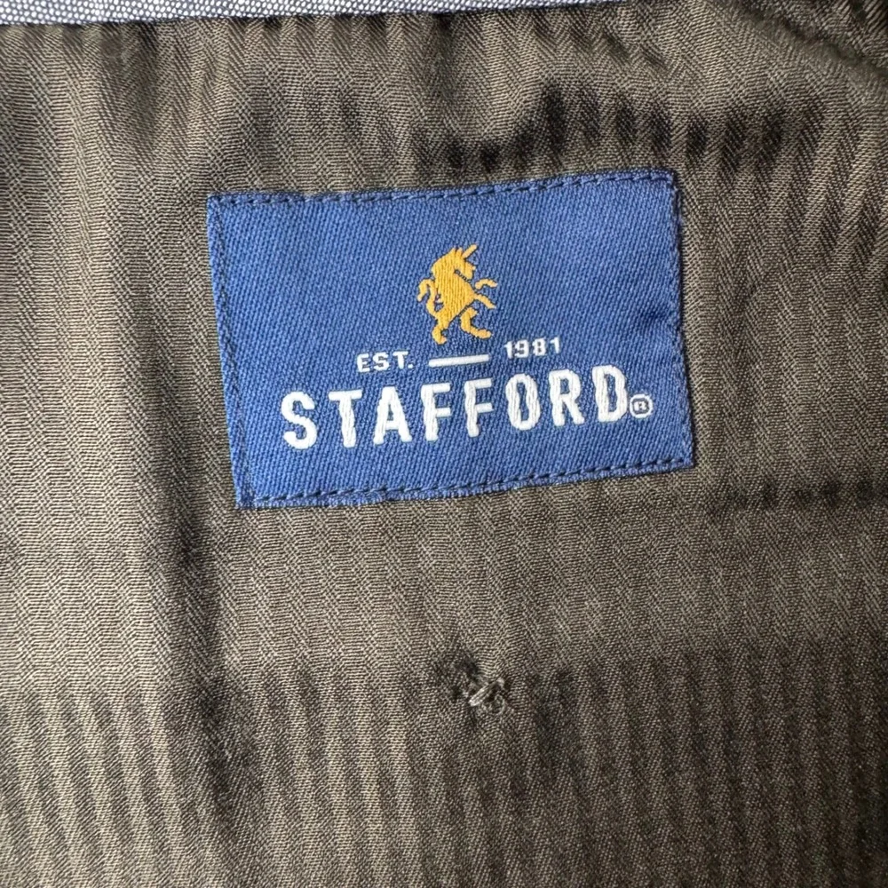 Stafford Linen Blend Trousers Mens 44x30 Brown Classic‎ Fit Flat Front Pants